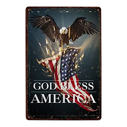Eagle American Flag GOD Bless America Plaque Poster Metal Tin Sign Wall Decor Art for Indoor Outdoor Cafes Homes Bars Door Art W
Eagle American Flag GOD Bless America Plaque Poster Metal Tin Sign Wall Decor Art for Indoor Outdoor Cafes Homes Bars Door Art W