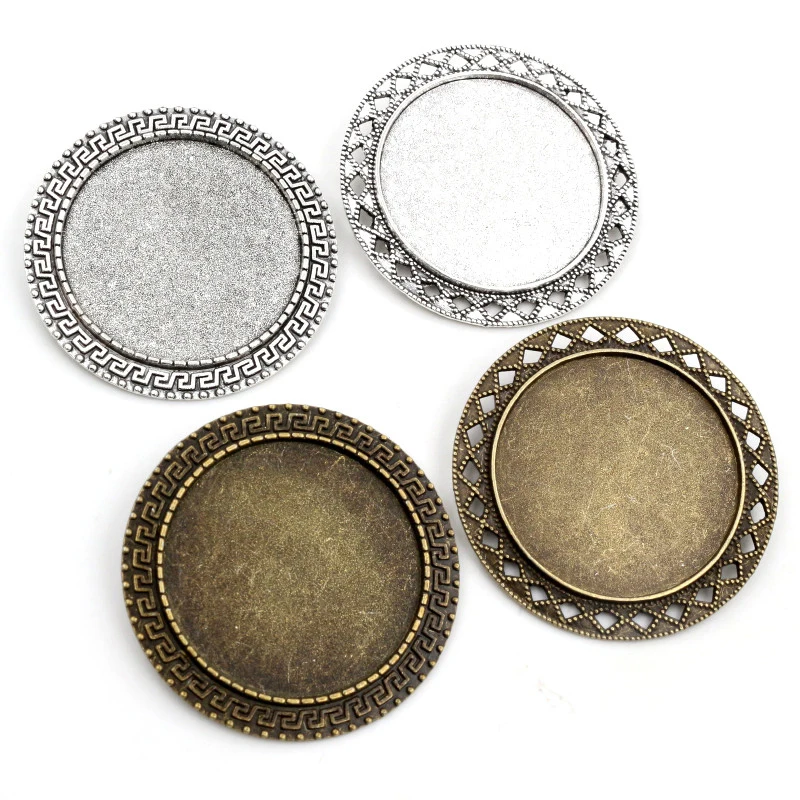 New Fashion 5pcs 35mm Inner Size Antique Bronze And Silver Plated colors Brooch Style Cabochon Base Setting Charms Pendant 
New Fashion 5pcs 35mm Inner Size Antique Bronze And Silver Plated colors Brooch Style Cabochon Base Setting Charms Pendant