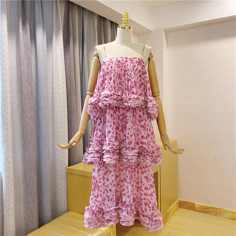 Woman Dress Floral Print Chiffon Pleated Girls Ladies Vacation Slim Beach Suspender Dresses Female Sexy Party Vestidos 2021
Woman Dress Floral Print Chiffon Pleated Girls Ladies Vacation Slim Beach Suspender Dresses Female Sexy Party Vestidos 2021