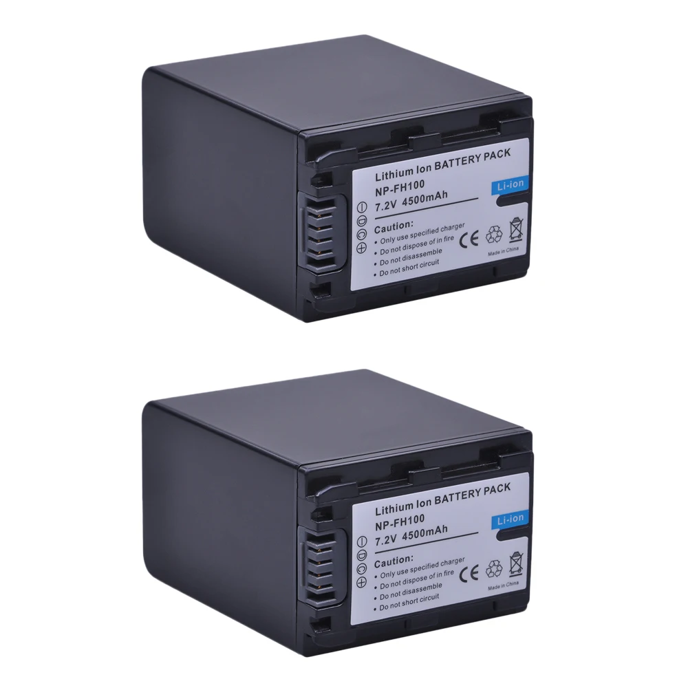 

2x 4500mAh NP-FH100 FH100 NP FH100 Battery for Sony DCR-SX40 FH40 FH30 FP50 SR42E SR45E HC5E SX40R SX41 HDR-CX105 FH90 FH70 FH60