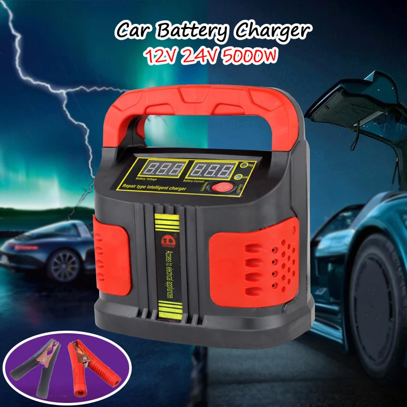Car Battery Charger 12V 24V Fully Automatic LCD Display 5000W Car Battery Charger Jump Starter Motorcycle Pulse Repair Charger
Car Battery Charger 12V 24V Fully Automatic LCD Display 5000W Car Battery Charger Jump Starter Motorcycle Pulse Repair Charger