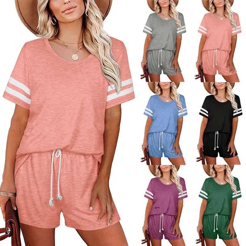 Tracksuit Two Piece Women Set Shorts Sleeve T-shirts Shorts Pants Loose Casual Sweatshirt Sport Suit Outfits Plus Size Homewear
Tracksuit Two Piece Women Set Shorts Sleeve T-shirts Shorts Pants Loose Casual Sweatshirt Sport Suit Outfits Plus Size Homewear