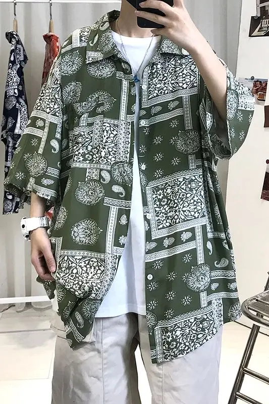 Summer Trend Shirts for Men Cashew Flower Printed Streetwear Retro Hiphop Coat Casual Beach Short Sleeve Tops Loose Male Clothes
Summer Trend Shirts for Men Cashew Flower Printed Streetwear Retro Hiphop Coat Casual Beach Short Sleeve Tops Loose Male Clothes