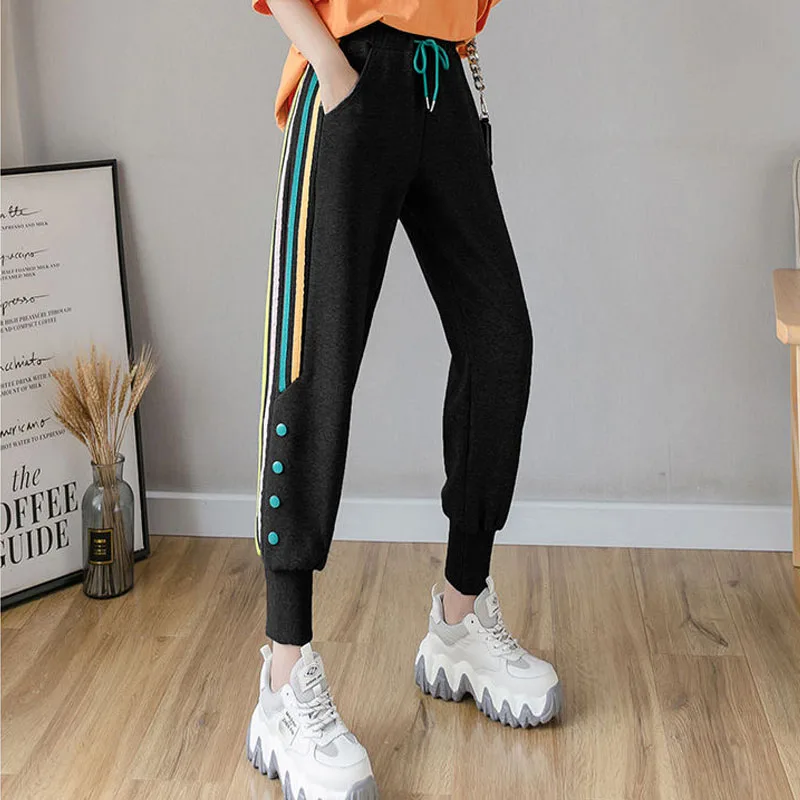 Casual Loose High Waist Jogging Pants Women New Fashion Korean Style Side Stripe Trousers Plus Size (M-4XL) Drawstring Pants
Casual Loose High Waist Jogging Pants Women New Fashion Korean Style Side Stripe Trousers Plus Size (M-4XL) Drawstring Pants