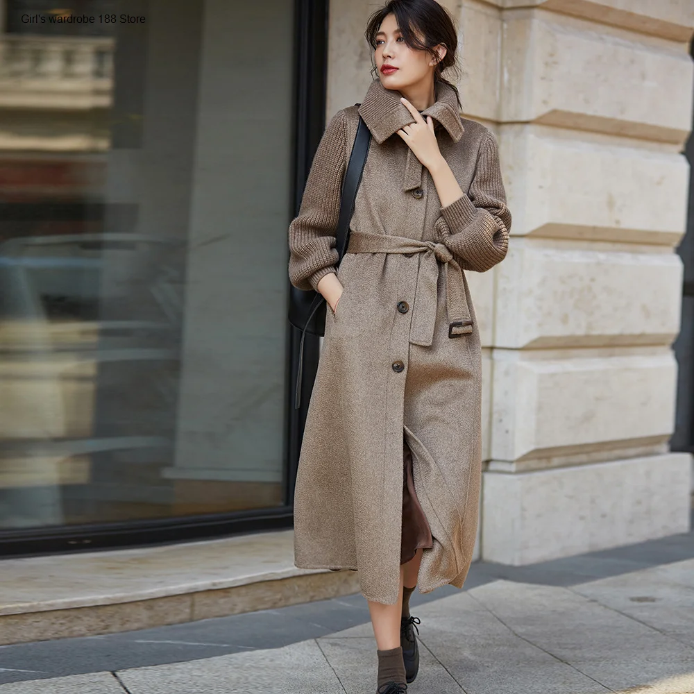 autumn and winter New knitted wool water double-sided woolen coat warm elegant coat for women 
autumn and winter New knitted wool water double-sided woolen coat warm elegant coat for women