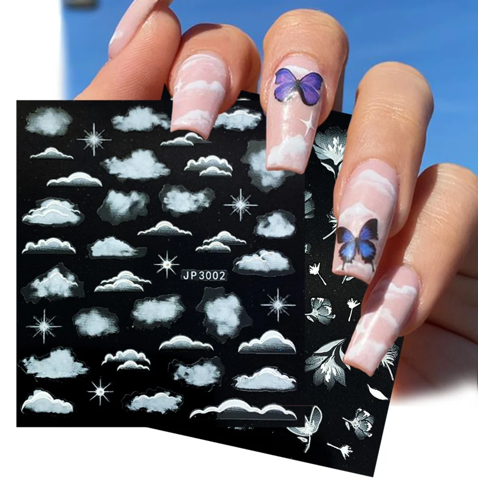 5D Sky White Cloud Stickers for Nail Decals Engraved Embossed Flowers Leaf Design Adhesive Slider Wraps Manicure Nail Art
5D Sky White Cloud Stickers for Nail Decals Engraved Embossed Flowers Leaf Design Adhesive Slider Wraps Manicure Nail Art