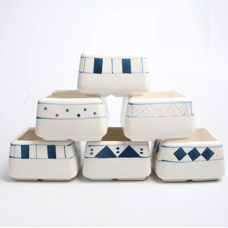 Japanese Modern Hand Painted Blue Ceramic Flower Pot Handmade Succulent Plant Pot Square Container Garden Decoration Accessories 
Japanese Modern Hand Painted Blue Ceramic Flower Pot Handmade Succulent Plant Pot Square Container Garden Decoration Accessories