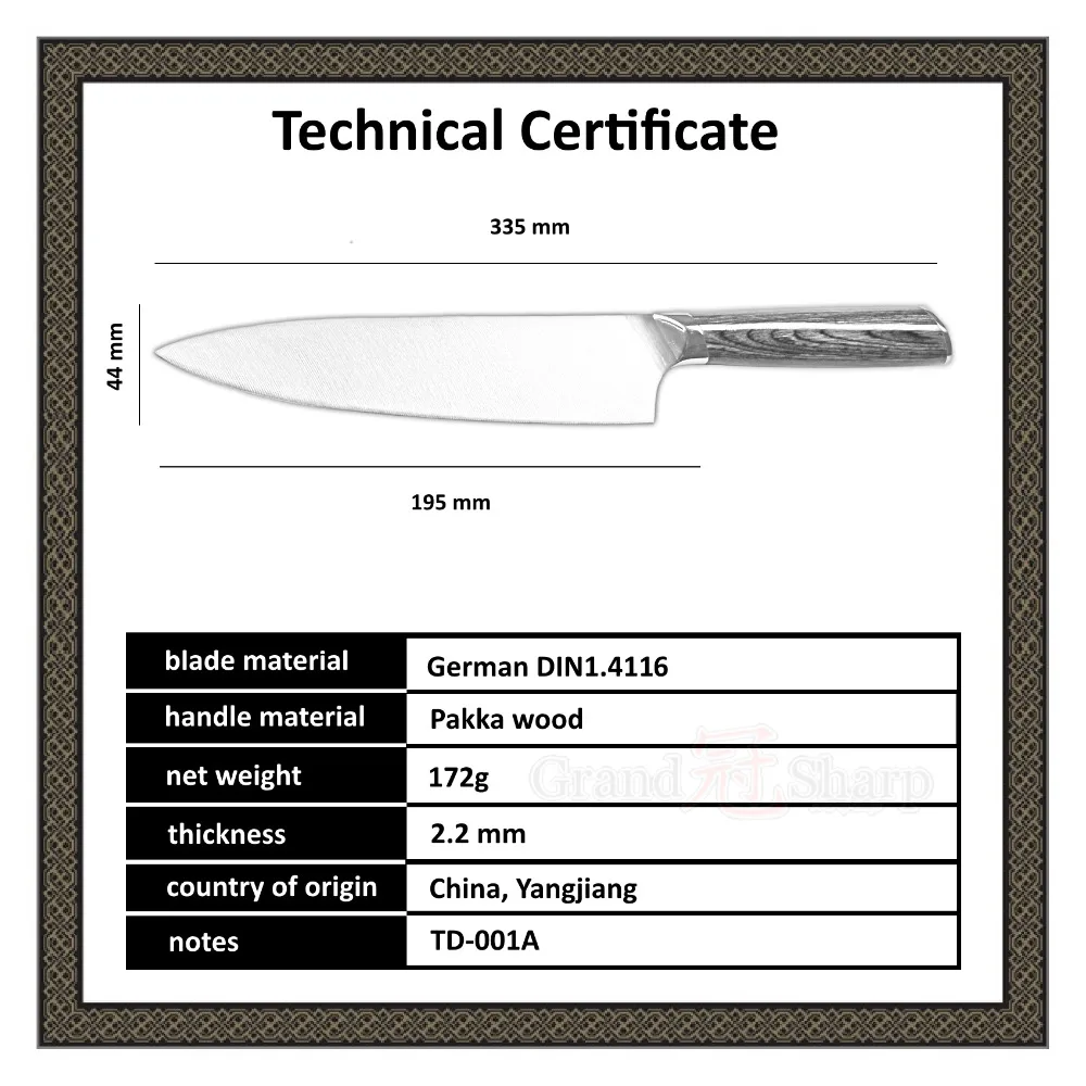 Chef Knife 7.7 Inch GERMAN DIN1.4116 steel Kitchen Knife Stainless Steel Cooking Tools High Quality Cooking Cutter Gift Box NEW
Chef Knife 7.7 Inch GERMAN DIN1.4116 steel Kitchen Knife Stainless Steel Cooking Tools High Quality Cooking Cutter Gift Box NEW