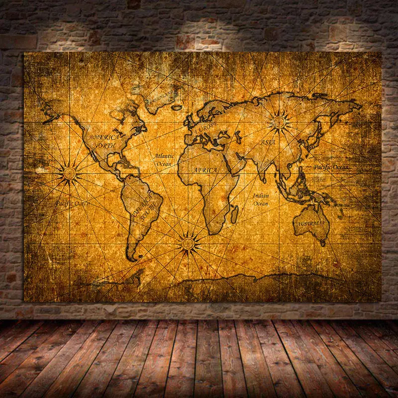 Vintage World Map Canvas Painting Posters and Prints Ancient Map Old Retro Map Wall Art for Living Room Home Decoration Unframed
Vintage World Map Canvas Painting Posters and Prints Ancient Map Old Retro Map Wall Art for Living Room Home Decoration Unframed