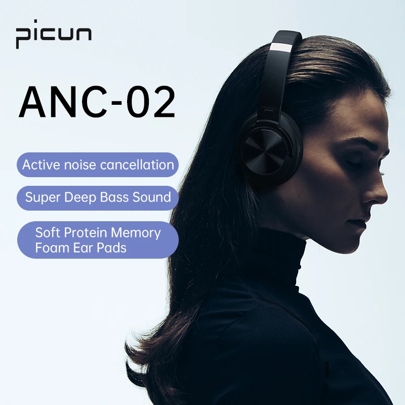 Picun ANC-02 Active Noise Cancelling Bluetooth Headset Wireless Stereo Subwoofer Headphone with Microphone 
Picun ANC-02 Active Noise Cancelling Bluetooth Headset Wireless Stereo Subwoofer Headphone with Microphone