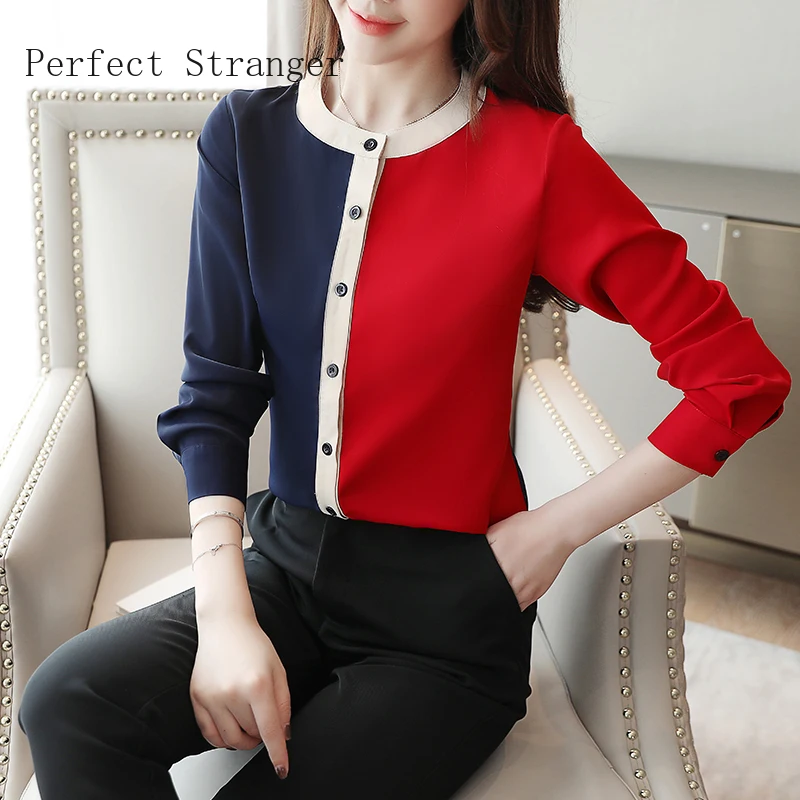 2019 Autumn New Arrival Fashion Round Collar Color Block Long Sleeve Woman Chiffon Blouse
2019 Autumn New Arrival Fashion Round Collar Color Block Long Sleeve Woman Chiffon Blouse