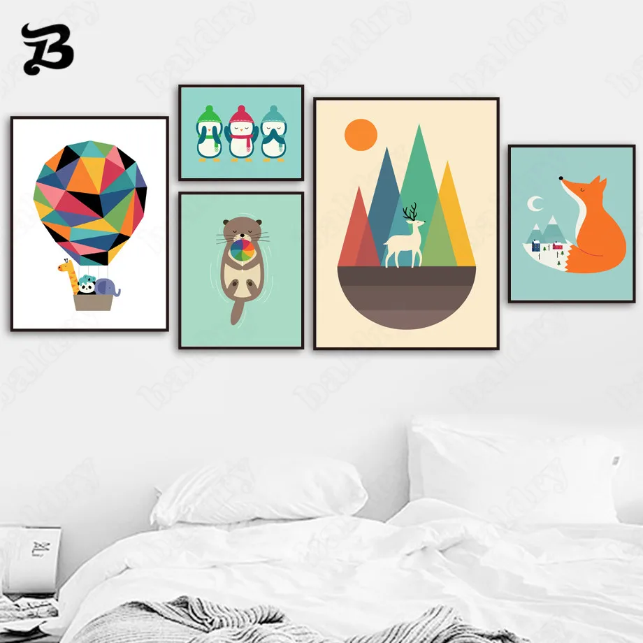 Canvas Painting Geometry Animals Fox Flamingo Giraffe Deer Hot Air Balloon Wall Art Cartoon Posters Prints for Kids Room Decor
Canvas Painting Geometry Animals Fox Flamingo Giraffe Deer Hot Air Balloon Wall Art Cartoon Posters Prints for Kids Room Decor