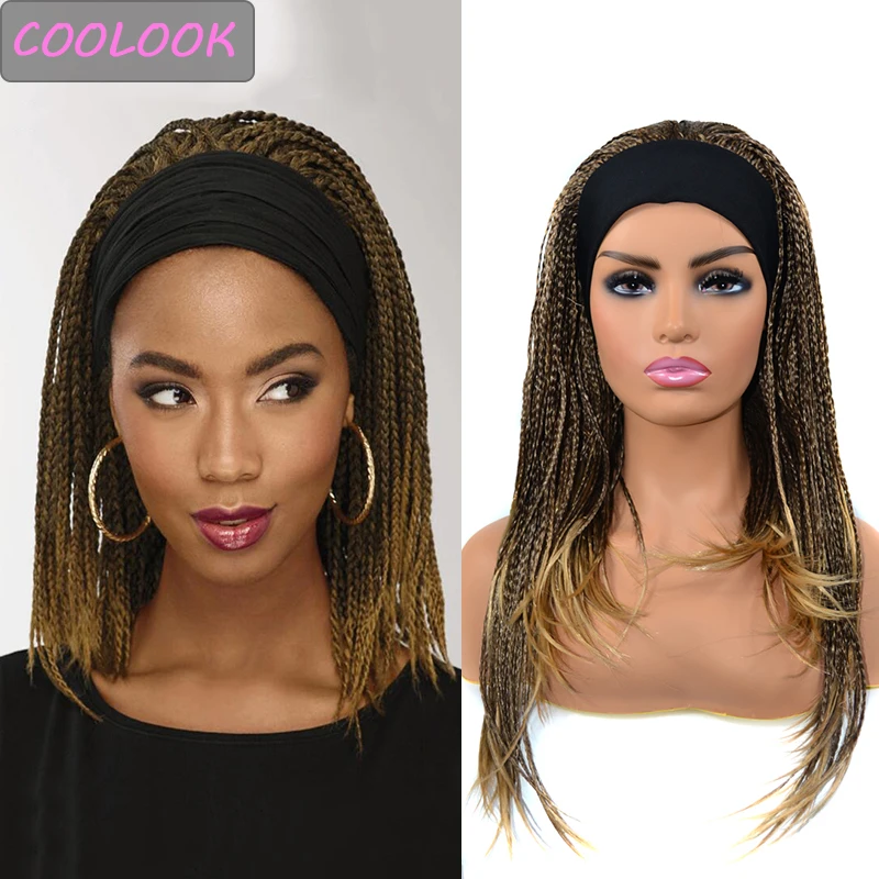 Brown Box Braided Headband Wig 18 Inch Ombre Blonde Box Braids Head Wrap Wig Heat Resistant Cosplay Non Lace Women's Wigs Turban 
Brown Box Braided Headband Wig 18 Inch Ombre Blonde Box Braids Head Wrap Wig Heat Resistant Cosplay Non Lace Women's Wigs Turban