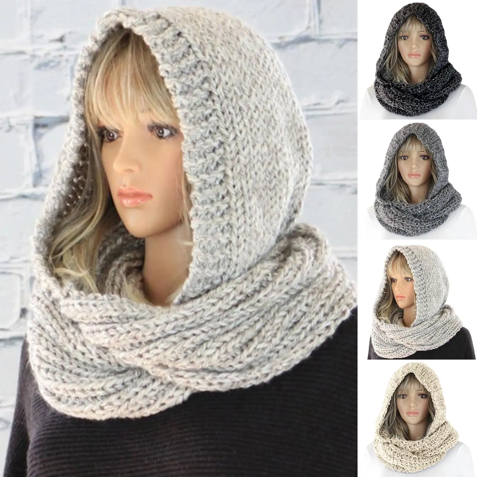 Autumn Winter Women Outdoor Thick Warm Keeping Solid Color Knitted Hooded scarves women 2020
Autumn Winter Women Outdoor Thick Warm Keeping Solid Color Knitted Hooded scarves women 2020