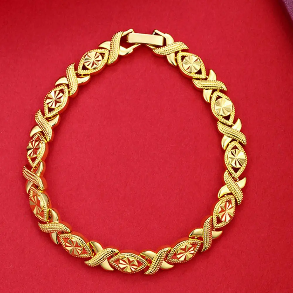 Unique Style Womens Bracelet Fashion Jewelry Yellow Gold Filled Solid Wrist Bracelet Gift 7.2" Long
Unique Style Womens Bracelet Fashion Jewelry Yellow Gold Filled Solid Wrist Bracelet Gift 7.2" Long