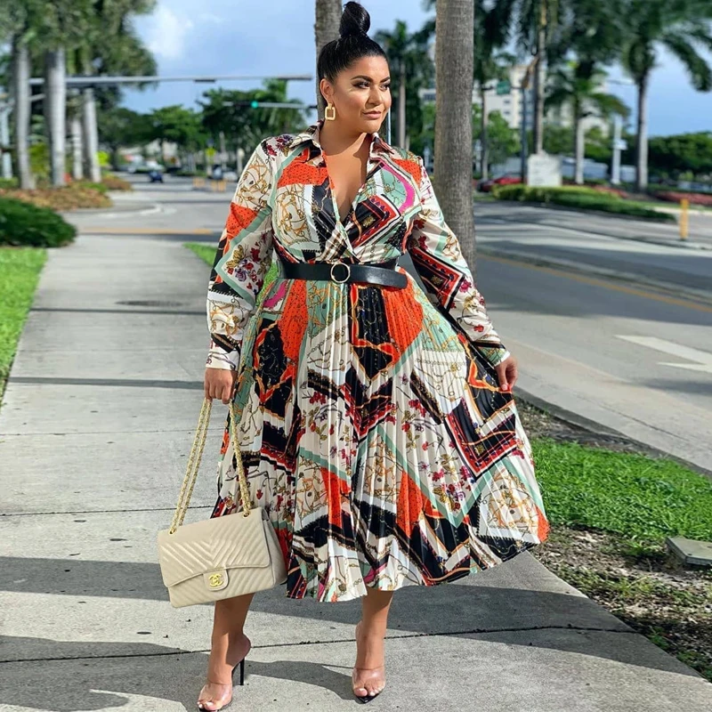 Plus Size Autumn 2021 Fashion Women's Chiffon Long Sleeve Shirt Collar Long Skirt Rich Print Dress Commuting Large Pleated Skirt
Plus Size Autumn 2021 Fashion Women's Chiffon Long Sleeve Shirt Collar Long Skirt Rich Print Dress Commuting Large Pleated Skirt
