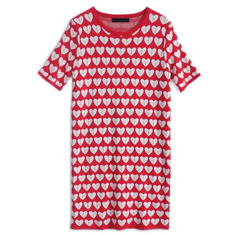 Color contrast love jacquard loose and thin knitted dress 2021 new summer Korean knitted skirt
Color contrast love jacquard loose and thin knitted dress 2021 new summer Korean knitted skirt