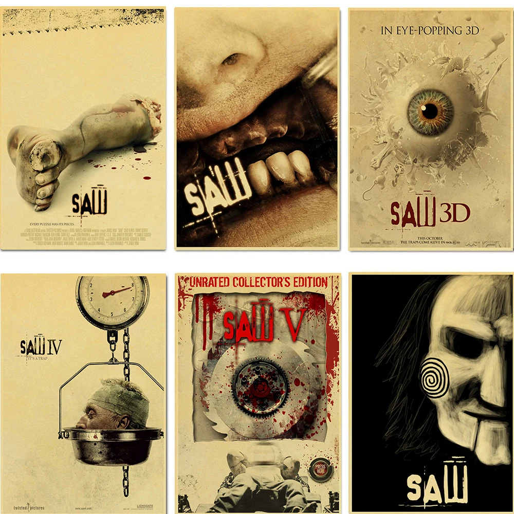 Classic Horror Movie Saw Retro Posters and Prints Kraft Paper Painting Wall Art Picture for Living Room Home Decor
Classic Horror Movie Saw Retro Posters and Prints Kraft Paper Painting Wall Art Picture for Living Room Home Decor