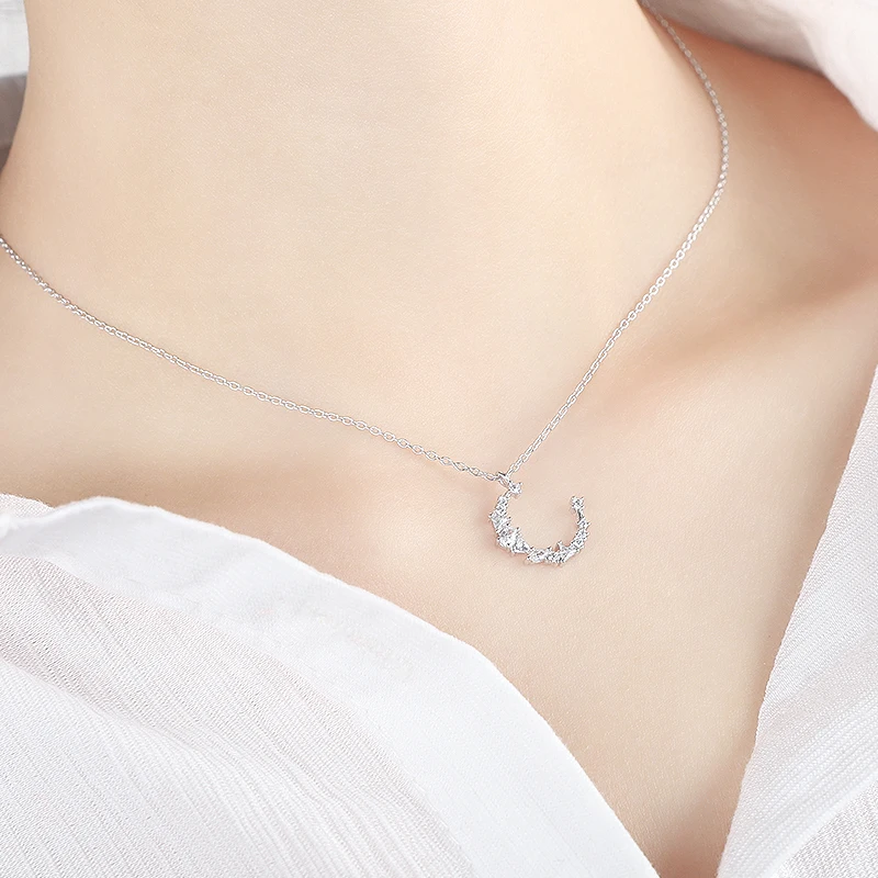 925 Sterling Silver Zircon Crescent moon Necklaces Pendant Necklace Women Fashion Jewelry Accessories
925 Sterling Silver Zircon Crescent moon Necklaces Pendant Necklace Women Fashion Jewelry Accessories