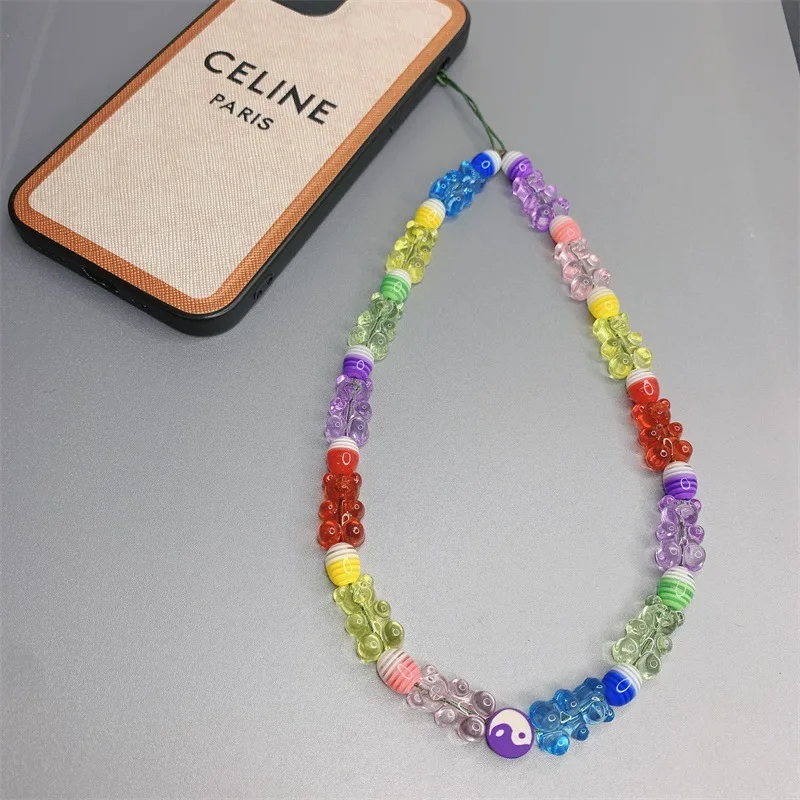 Personalized Candy Color Transparent Resin Bear Color Stripes Round Beads Yin And Yang Figure Women's Mobile Phone Chain Jewelry
Personalized Candy Color Transparent Resin Bear Color Stripes Round Beads Yin And Yang Figure Women's Mobile Phone Chain Jewelry