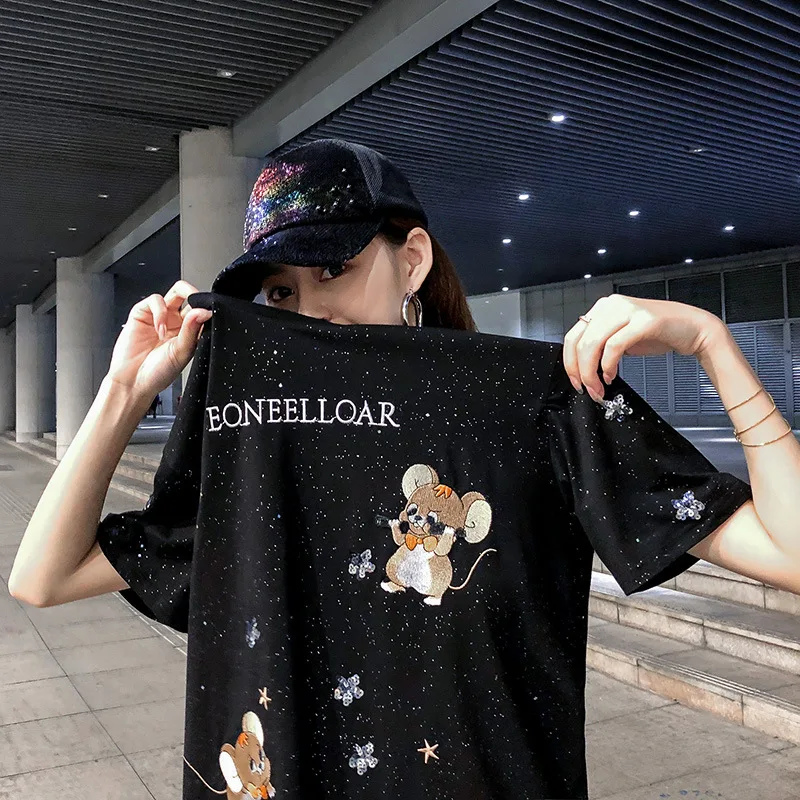 HLBCBG Spring Summer Sequins Female T-shirt 2020 Basic Knit O-neck CottonElastic Tshirt Women Casual Short Sleeve Lady Tops Tees
HLBCBG Spring Summer Sequins Female T-shirt 2020 Basic Knit O-neck CottonElastic Tshirt Women Casual Short Sleeve Lady Tops Tees