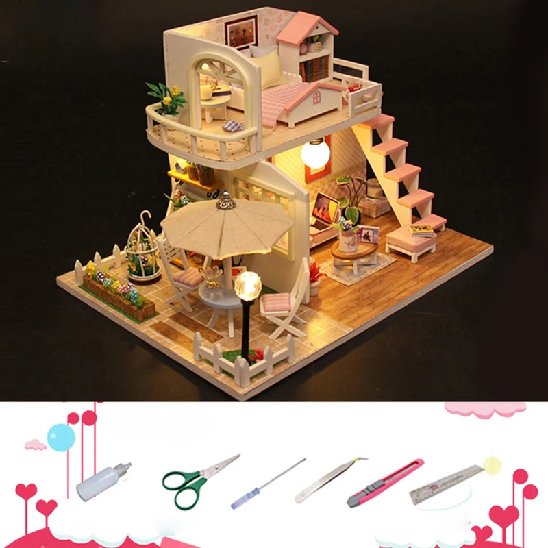 DIY DollHouse Miniature de furniture Dollhouse 3D Model Wooden Toy Furnitures Casa De Boneca Dolls Home Attic Crafts Toys Gift
DIY DollHouse Miniature de furniture Dollhouse 3D Model Wooden Toy Furnitures Casa De Boneca Dolls Home Attic Crafts Toys Gift