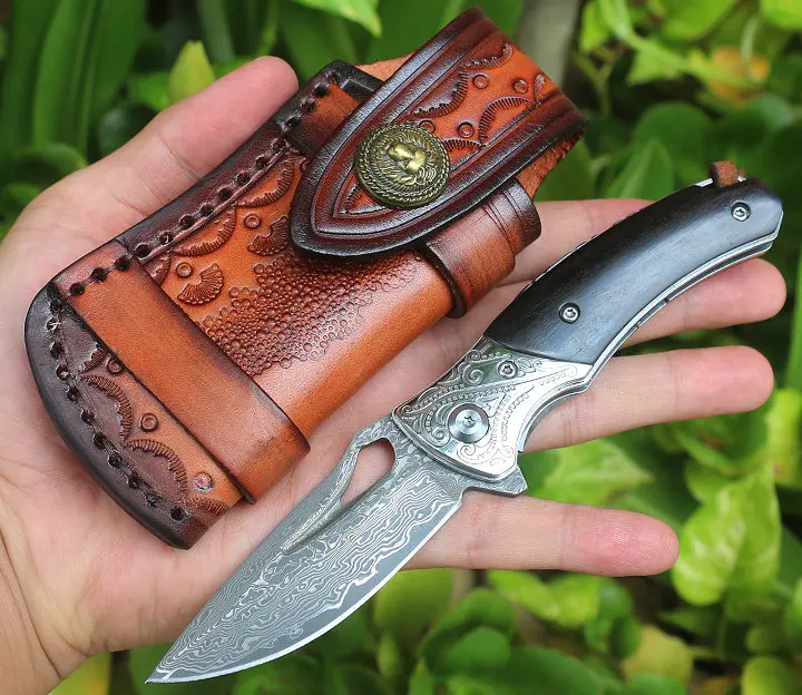 Damascus Blade Knife Camping Tactical Military Folding Knife Outdoor Kitchen Fishing Knife EDC With Leather Knives
Damascus Blade Knife Camping Tactical Military Folding Knife Outdoor Kitchen Fishing Knife EDC With Leather Knives