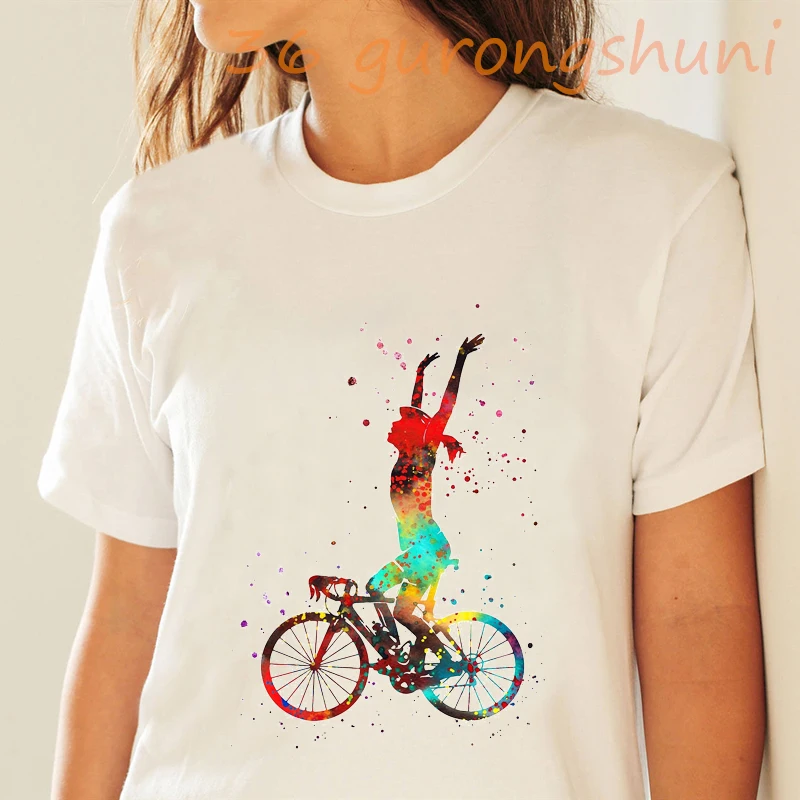 2021 Summer Watercolor Print T Shirt Women Bicycle Extreme Sports Short Sleeve Tops Tees Female Funny Tshirt Streetwear
2021 Summer Watercolor Print T Shirt Women Bicycle Extreme Sports Short Sleeve Tops Tees Female Funny Tshirt Streetwear