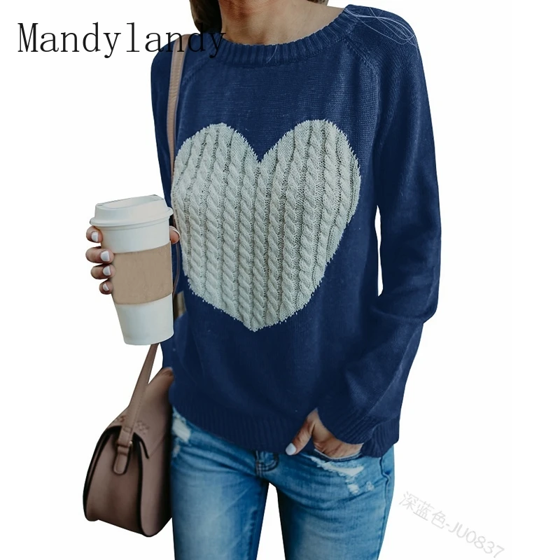 Mandylandy Sweater Spring and Autumn Fashion Long Sleeve O-Neck Pullover Sweater Women's Casual Love Loose Knitted Sweater
Mandylandy Sweater Spring and Autumn Fashion Long Sleeve O-Neck Pullover Sweater Women's Casual Love Loose Knitted Sweater