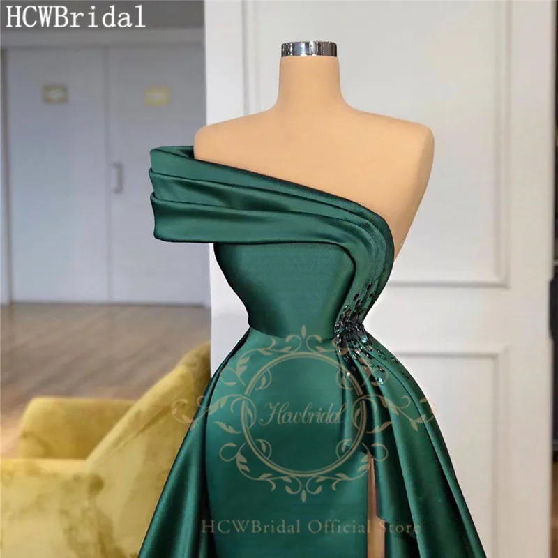 New Design One Shoulder Green Arabic Evening Dress Pleat Crystal Satin Plus Size Long Prom Gowns With Slit Sexy Formal Dresses
New Design One Shoulder Green Arabic Evening Dress Pleat Crystal Satin Plus Size Long Prom Gowns With Slit Sexy Formal Dresses