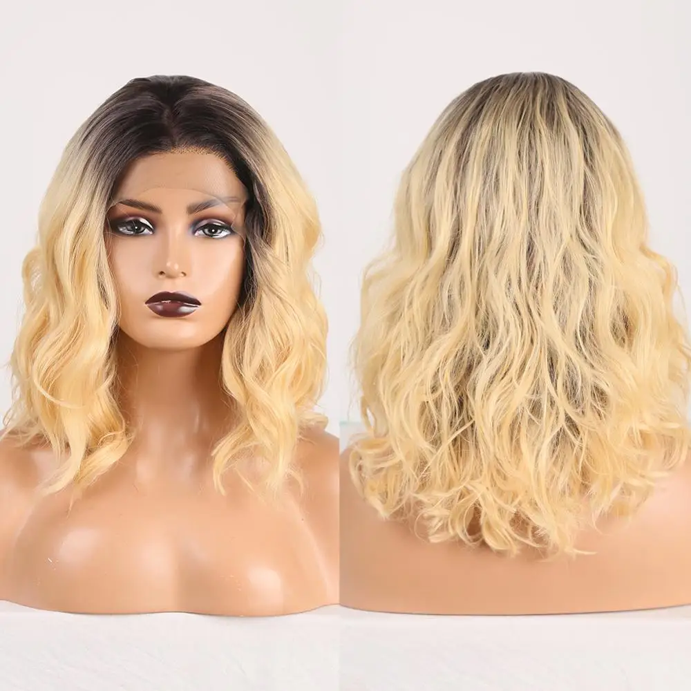 RONGDUOYI High Temperature Synthetic Lace Front Wigs for Women Ombre Blonde Cosplay Wig Side Part Brown Root Short Wavy Lace Wig
RONGDUOYI High Temperature Synthetic Lace Front Wigs for Women Ombre Blonde Cosplay Wig Side Part Brown Root Short Wavy Lace Wig
