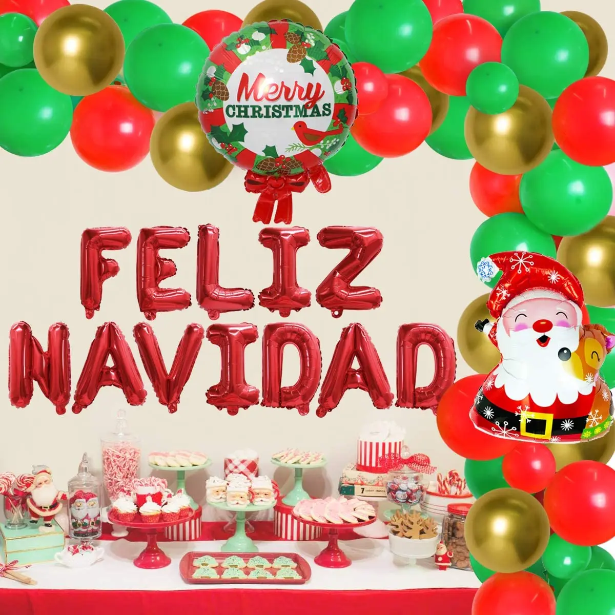 Merry Christmas Balloon Garland Arch Kit Spanish Christmas Decorations Santa Claus Foil Balloon for Xmas Party Supplies
Merry Christmas Balloon Garland Arch Kit Spanish Christmas Decorations Santa Claus Foil Balloon for Xmas Party Supplies