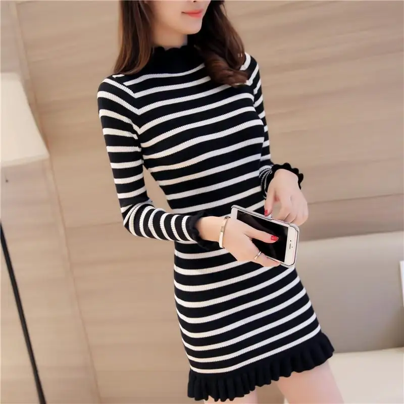 Autumn/winter striped sweater women's long sleeves medium long plush thick 2020 slimmed-down knit sweater
Autumn/winter striped sweater women's long sleeves medium long plush thick 2020 slimmed-down knit sweater