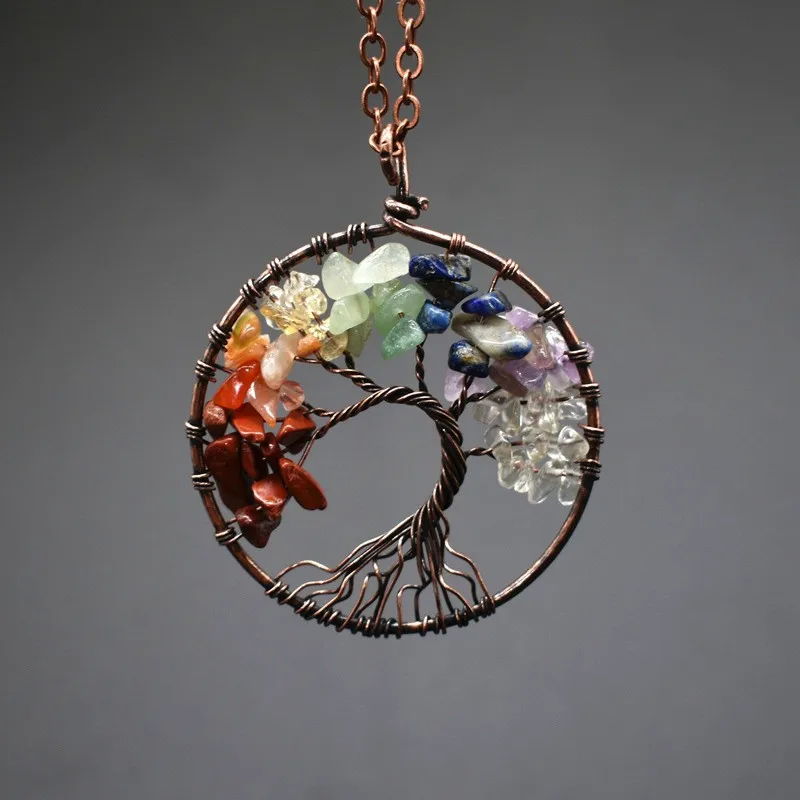 7 Chakra Tree of Life Crystal Stone Tree of Wisdom Handmade Ancient Copper Tree of Life Home Car Snake Bone Chain Decor Necklace 
7 Chakra Tree of Life Crystal Stone Tree of Wisdom Handmade Ancient Copper Tree of Life Home Car Snake Bone Chain Decor Necklace