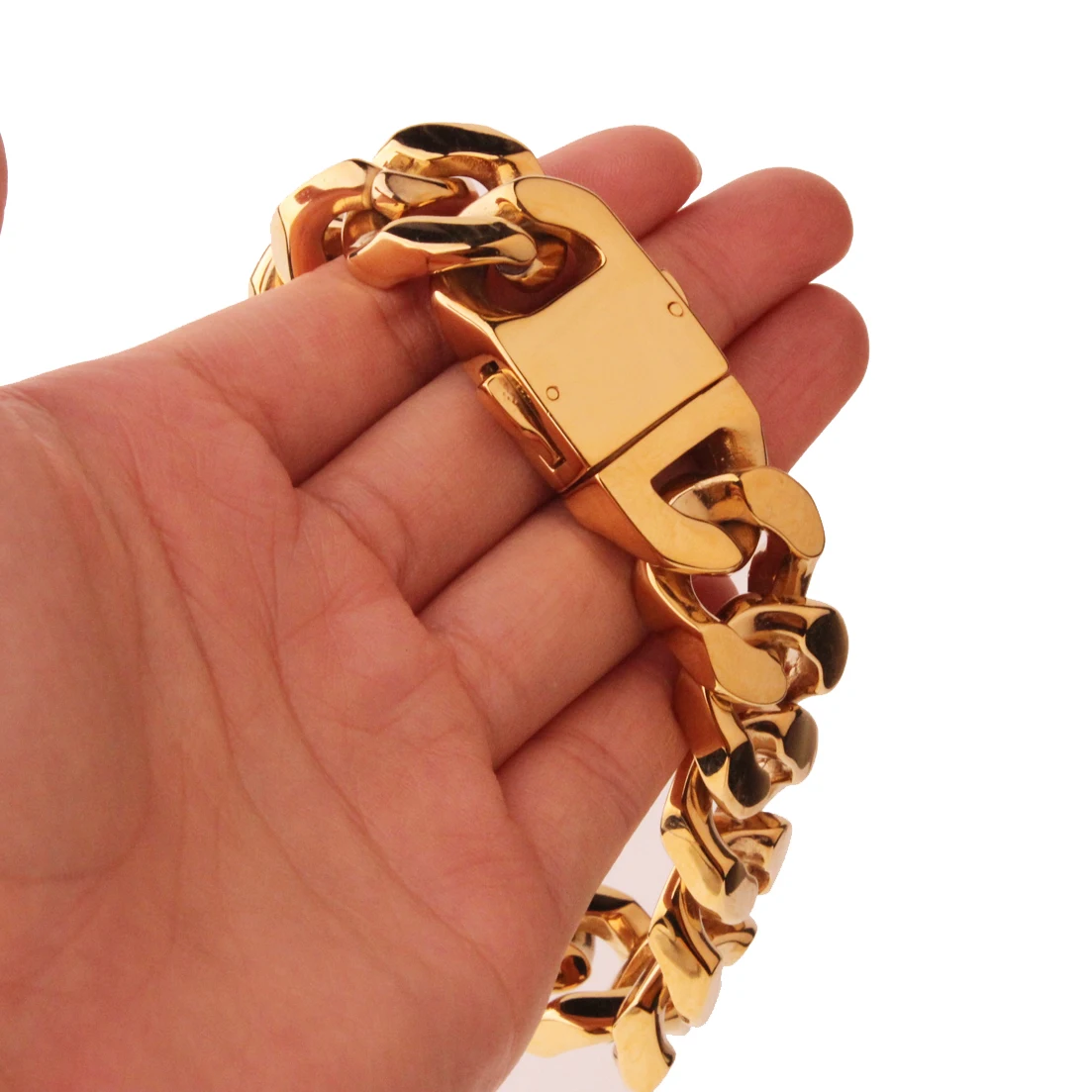 High Quality Men's Bracelet Jewelry 21.5cm Stainless Steel Dubai Gold Color Heavy Chunky Link Chain Bracelets & Bangles
High Quality Men's Bracelet Jewelry 21.5cm Stainless Steel Dubai Gold Color Heavy Chunky Link Chain Bracelets & Bangles