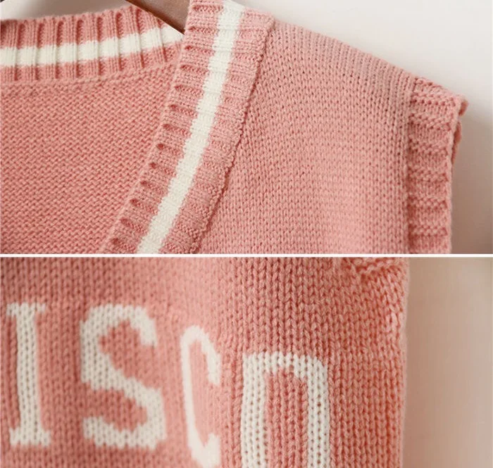 Letter Knit Sweater Vest For Women Knitting Tank Top Sleeveless Jumper V-necked Pullover Wholesale Korean Winter Clothing P28
Letter Knit Sweater Vest For Women Knitting Tank Top Sleeveless Jumper V-necked Pullover Wholesale Korean Winter Clothing P28
