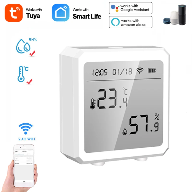 Fast shipping Tuya WiFi Smart Home Temperature And Humidity Sensor With LCD Screen Alarm Push Works With Alexa Google Assistant
Fast shipping Tuya WiFi Smart Home Temperature And Humidity Sensor With LCD Screen Alarm Push Works With Alexa Google Assistant