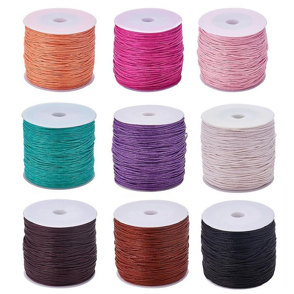 

Pandahall 100yards/roll 1mm Waxed Cotton Thread Cords String Strap For DIY Braided Bracelet Necklaces Jewelry Findings Making