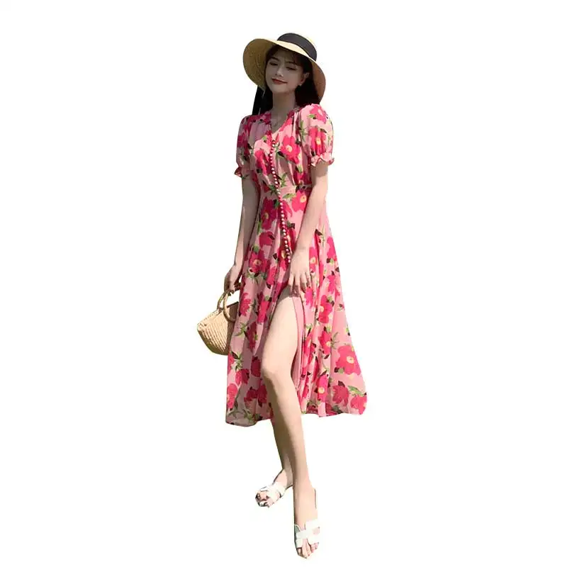 Pink Cute Tropical Korean Boho Beach Vacation Dress Floral Chiffon Long Women Dress Summer 2021 Runway Elegant Retro Party Dress
Pink Cute Tropical Korean Boho Beach Vacation Dress Floral Chiffon Long Women Dress Summer 2021 Runway Elegant Retro Party Dress
