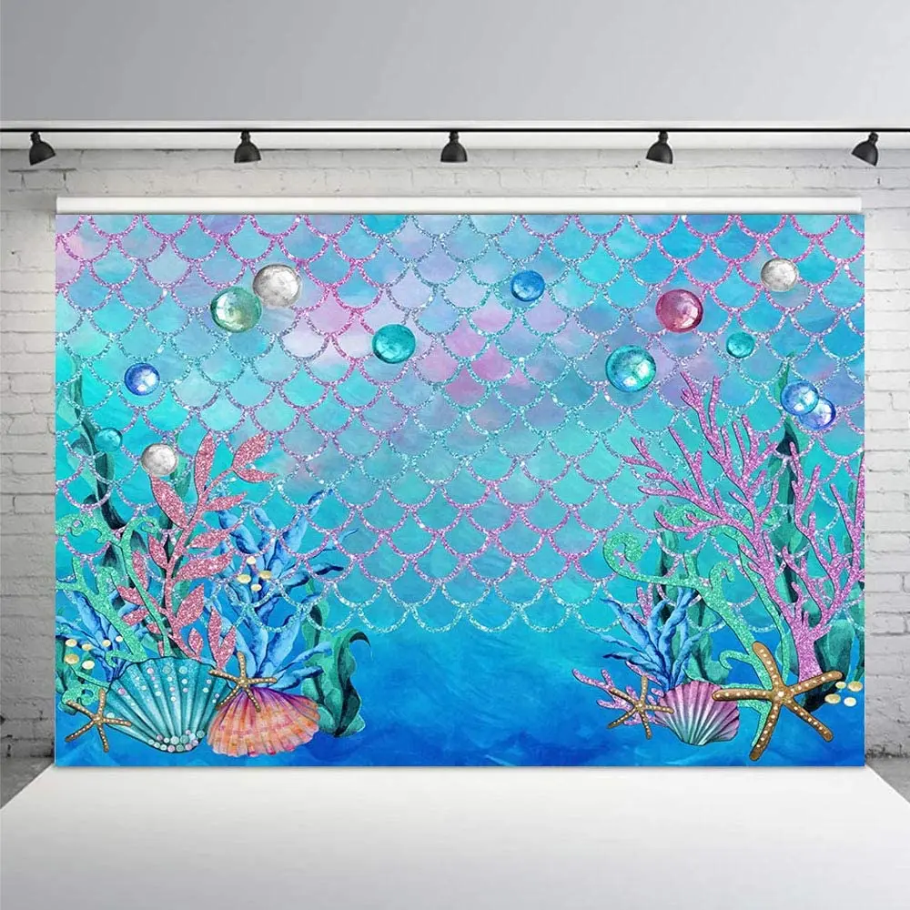 Under The Sea Blue Photography Backdrop Props Ocean Mermaid Theme Girl Birthday Party Pearls Starfish Shell Ocean Baby Decor 
Under The Sea Blue Photography Backdrop Props Ocean Mermaid Theme Girl Birthday Party Pearls Starfish Shell Ocean Baby Decor
