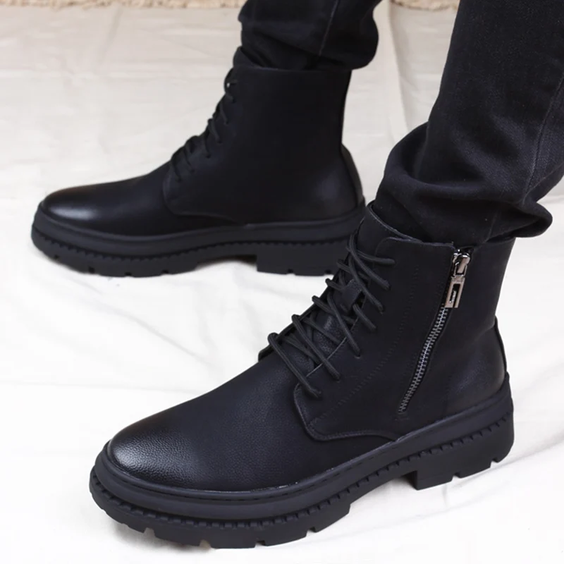 British style men's fashion platform boots black original leather shoes handsome cowboy boot ankle botas masculinas chaussures
British style men's fashion platform boots black original leather shoes handsome cowboy boot ankle botas masculinas chaussures