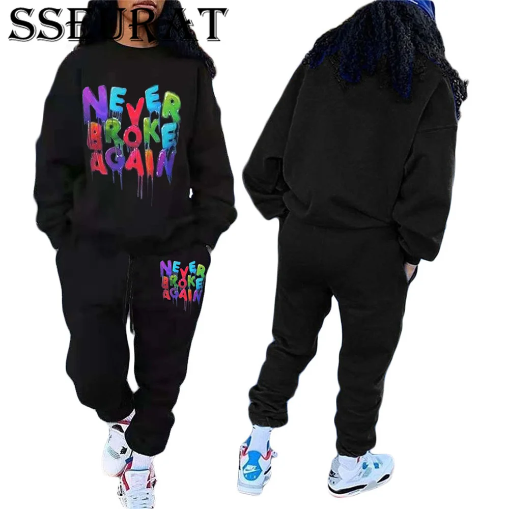 SSEURAT Letter Printed Casual Two Piece Sets Women Streetwear Long Sleeve Loose Pullover Top and Jogger Sweatpant Activewear
SSEURAT Letter Printed Casual Two Piece Sets Women Streetwear Long Sleeve Loose Pullover Top and Jogger Sweatpant Activewear