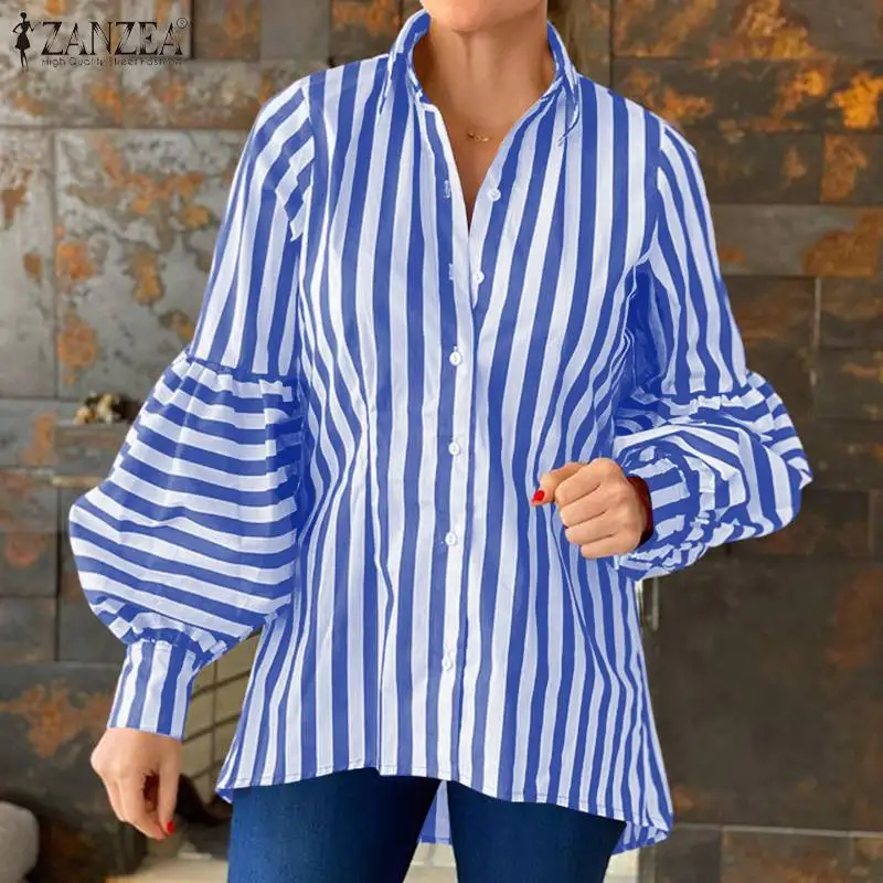 Oversized ZANZEA Fahsion Women Striped Shirts 2021 Spring Office Lady Puff Sleeve Tops Casual Turn Down Collar Loose Blusa Femme
Oversized ZANZEA Fahsion Women Striped Shirts 2021 Spring Office Lady Puff Sleeve Tops Casual Turn Down Collar Loose Blusa Femme
