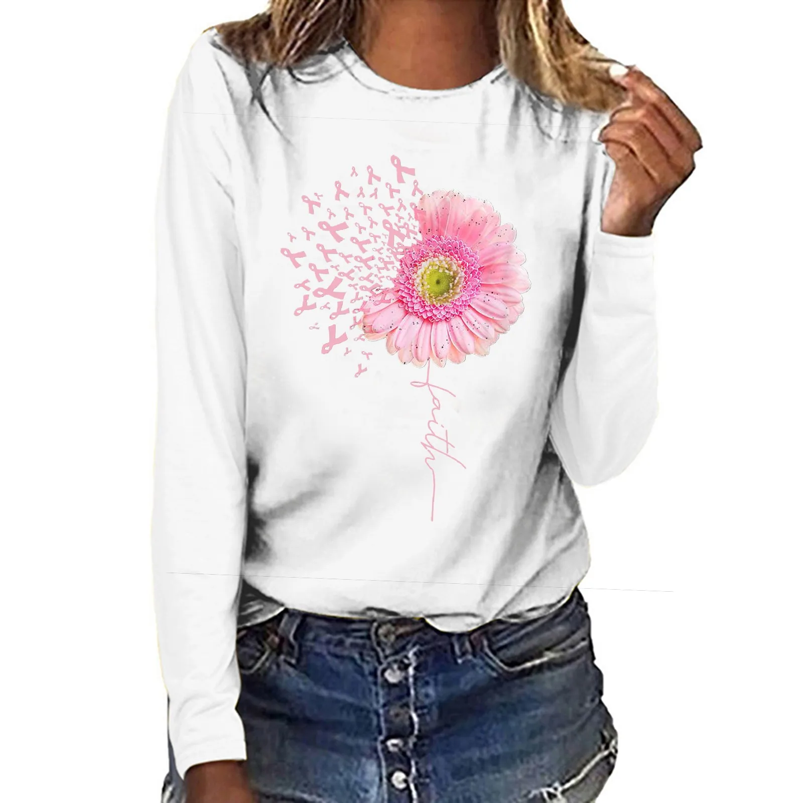 Women Long Sleeve Round Neck T-shirt Lovely Sunflower Text Splicing Printing Solid Color Casual All-match Lovely Girls T-shirt
Women Long Sleeve Round Neck T-shirt Lovely Sunflower Text Splicing Printing Solid Color Casual All-match Lovely Girls T-shirt