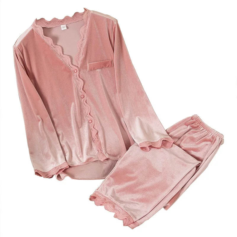Casual Nightwear Pyjamas Suit Loose Home Sleepwear Long Sleeve Clothes Lace Trim Sleep Set Velvet Pajamas Women Autumn Winter
Casual Nightwear Pyjamas Suit Loose Home Sleepwear Long Sleeve Clothes Lace Trim Sleep Set Velvet Pajamas Women Autumn Winter