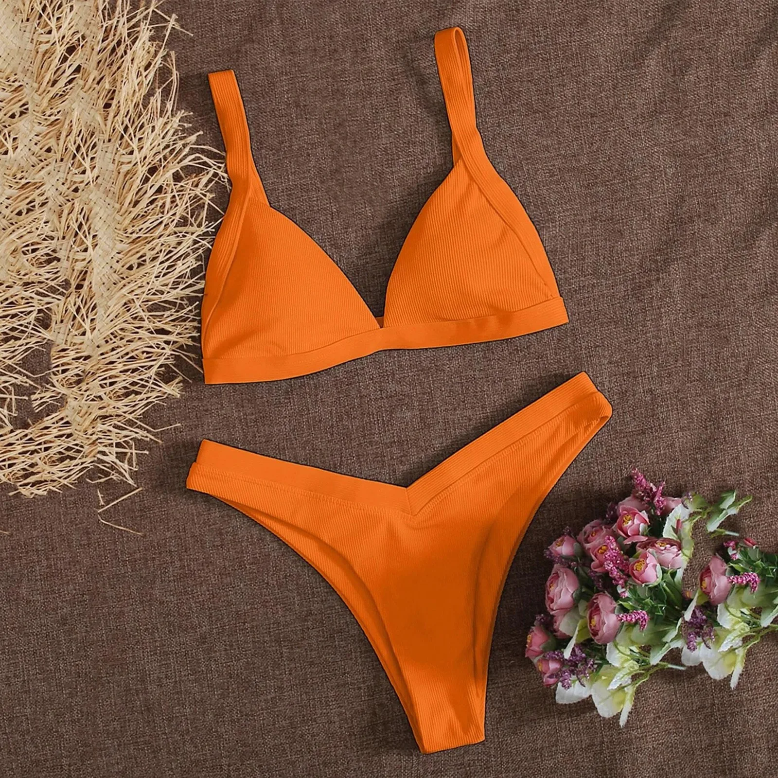 

Women Summer Bikinis Swimsuits Women Push Up Swimwear Ribbed Strap Bathing Suit Biquini Brazilian Bikini Maillot de bain Femme