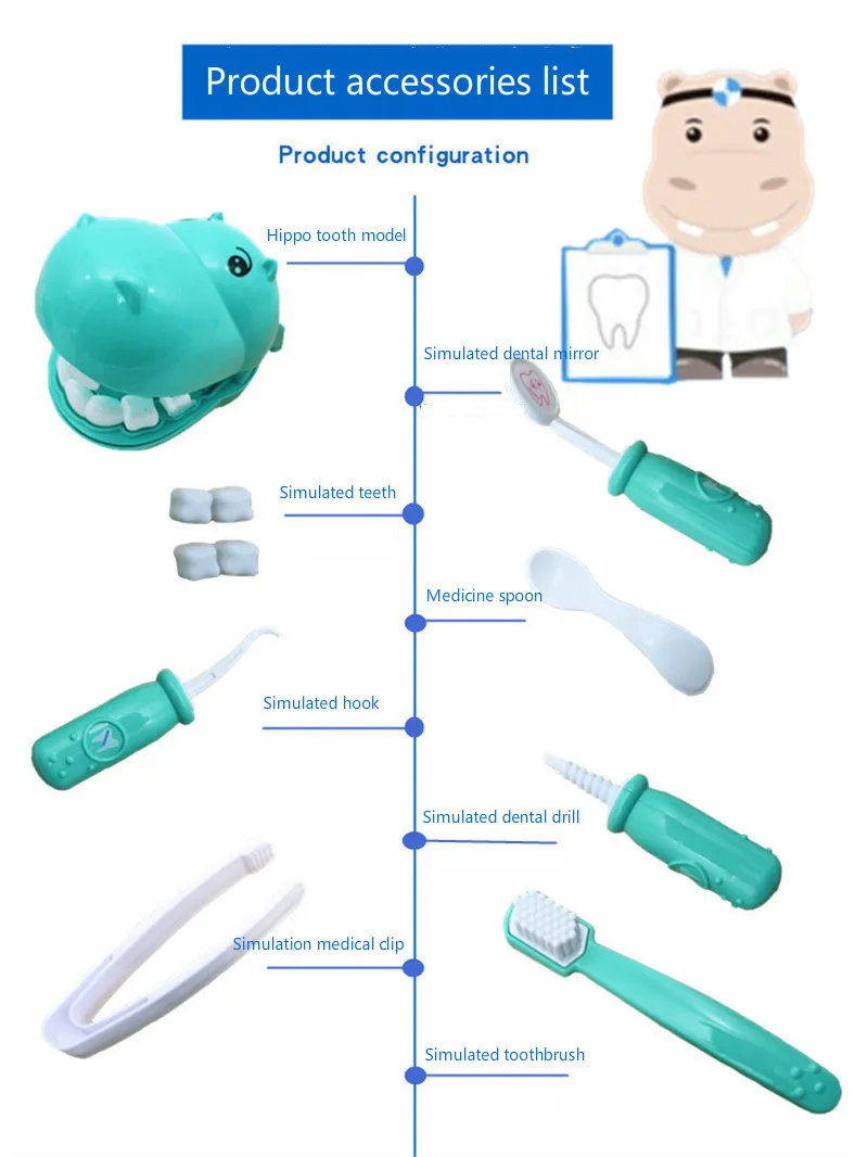 9Pcs Kids Pretend Play Toy Dentist Check Teeth Model Set Medical Kit Educational Role Play Simulation Learing Toys
9Pcs Kids Pretend Play Toy Dentist Check Teeth Model Set Medical Kit Educational Role Play Simulation Learing Toys