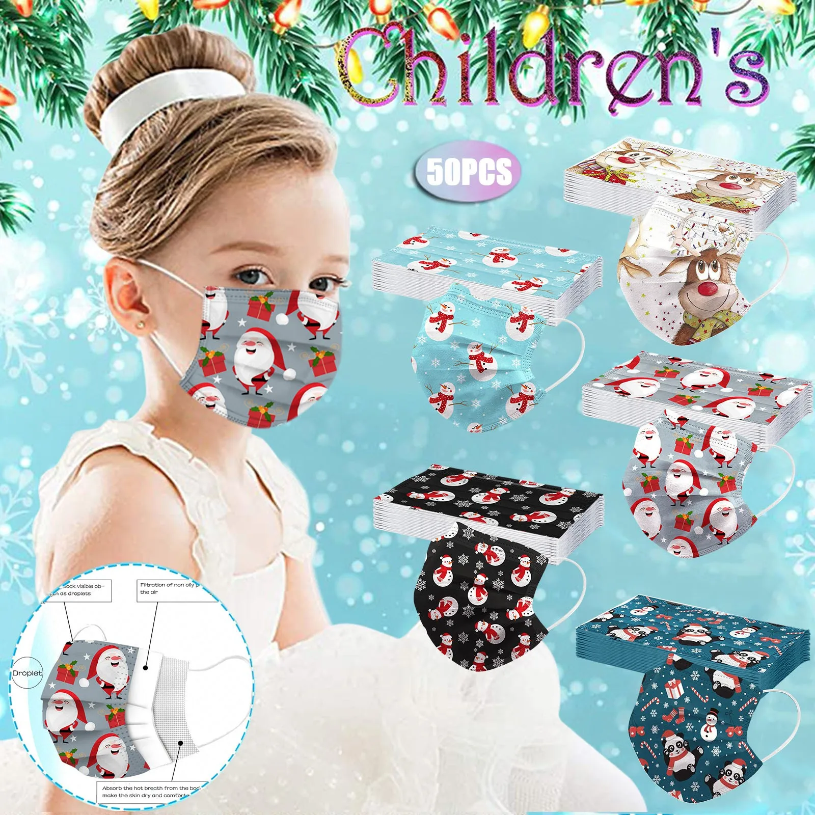 50pc Multicolor Mixing Christmas Cute Pattern Masks For Children Disposable Face Cover New 3ply Ear Mouth Cover Fashion Masks
50pc Multicolor Mixing Christmas Cute Pattern Masks For Children Disposable Face Cover New 3ply Ear Mouth Cover Fashion Masks