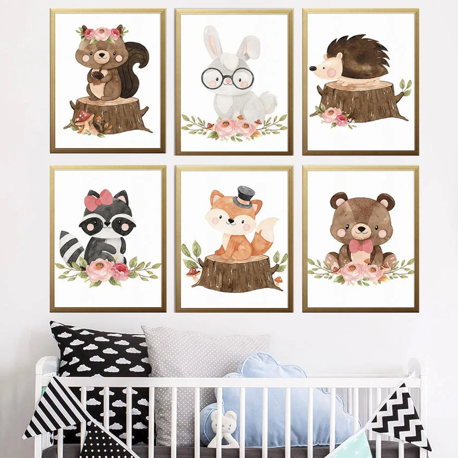 Baby Rabbit Bear Squirrel Raccoon Wall Art Canvas Painting Cartoon Nordic Posters Prints Wall Pictures Girl Boy Kids Room Decor
Baby Rabbit Bear Squirrel Raccoon Wall Art Canvas Painting Cartoon Nordic Posters Prints Wall Pictures Girl Boy Kids Room Decor