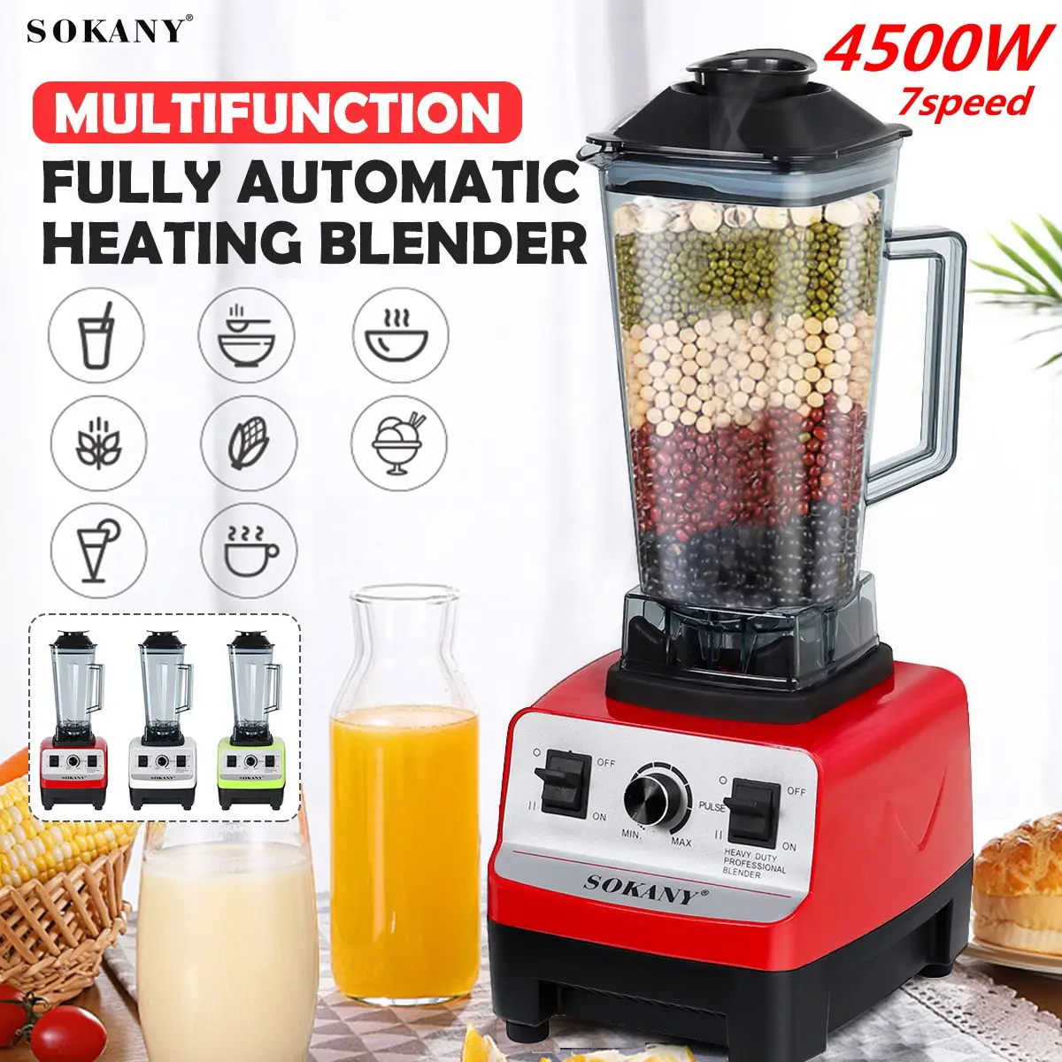 7 Speeds Electric Blender 4500W Food Mixer Juicer Commercial Heavy Duty BPA Kitchen Ice Smoothies Vegetable Fruit Squeezer Mixer
7 Speeds Electric Blender 4500W Food Mixer Juicer Commercial Heavy Duty BPA Kitchen Ice Smoothies Vegetable Fruit Squeezer Mixer